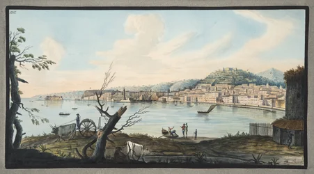 Baía de Nápoles da costa do mar, perto da Ponte Maddalena, placa 4 de &39;Campi Phlegrai: Observações dos Vulcões das Duas Sicílias&39;, de Sir William Hamilton (1730-1803) publicado em 1776 (wc on pap